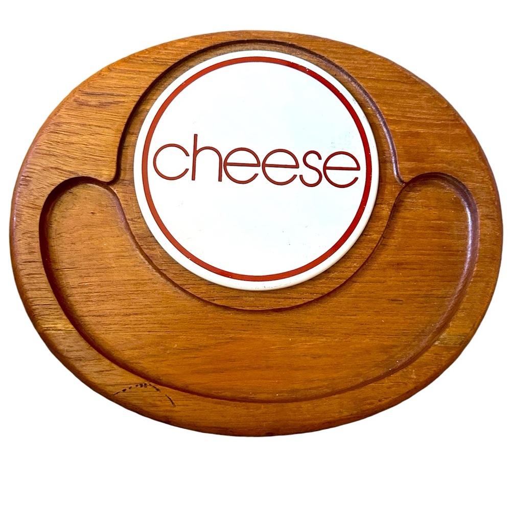 Vintage Goodwood “Cheese” Cheeseboard Teak and Enamel